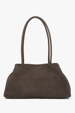 Szarobeżowa torebka damska na ramię z miękkiego weluru naturalnego Estro ER00116817.