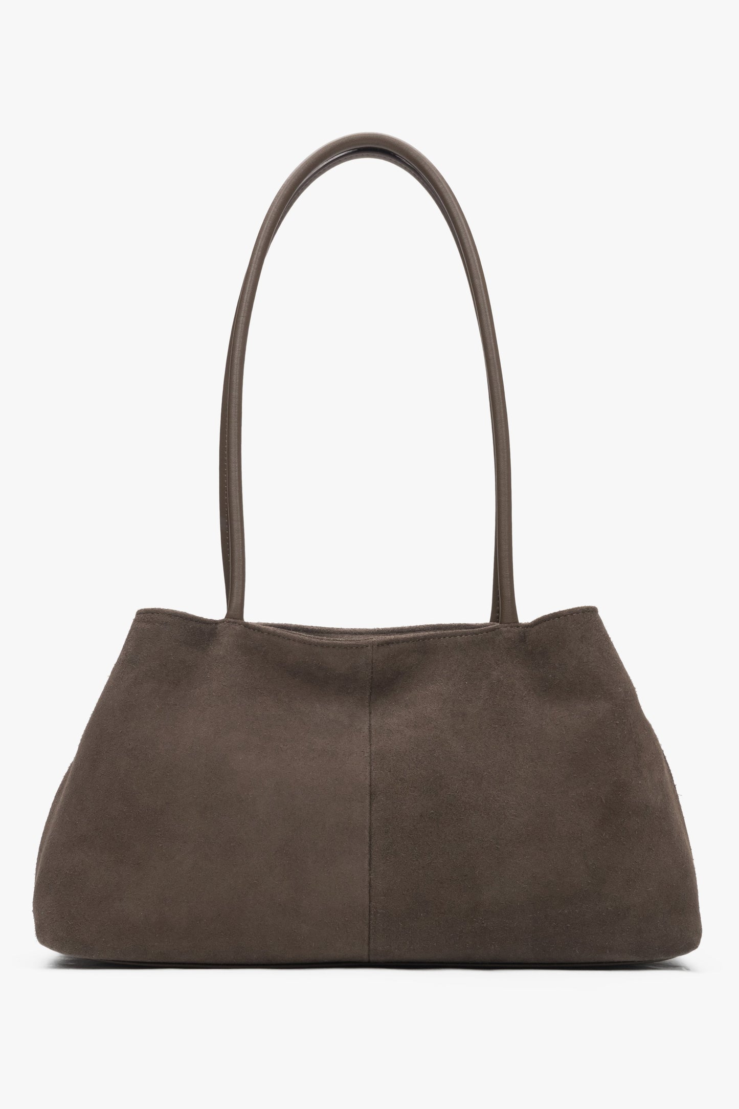 Damska szarobeżowa torebka na ramię z miękkiego weluru naturalnego Estro.