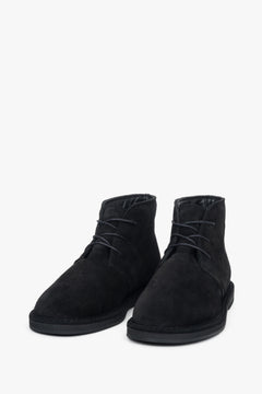Damskie sznurowane botki z czarnego weluru naturalnego Estro ER00118221.