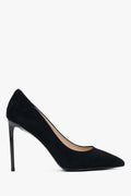 Czarne buty damskie na smukłej szpilce z naturalnego weluru Estro ER00112792