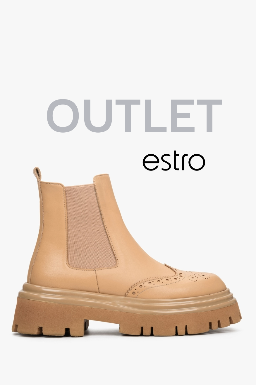 Brązowe sztyblety damskie na platformie Estro OUTLET.