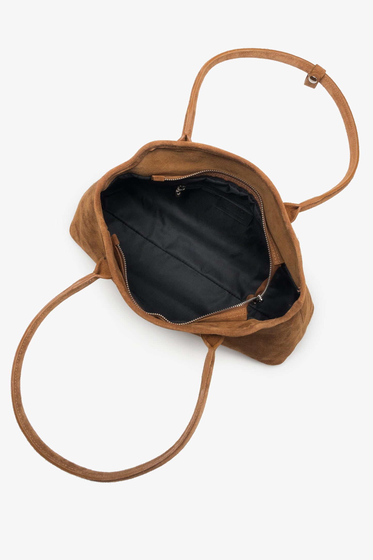 Brązowa torebka damska Estro, na ramię, z włoskiego weluru naturalnego Premium.