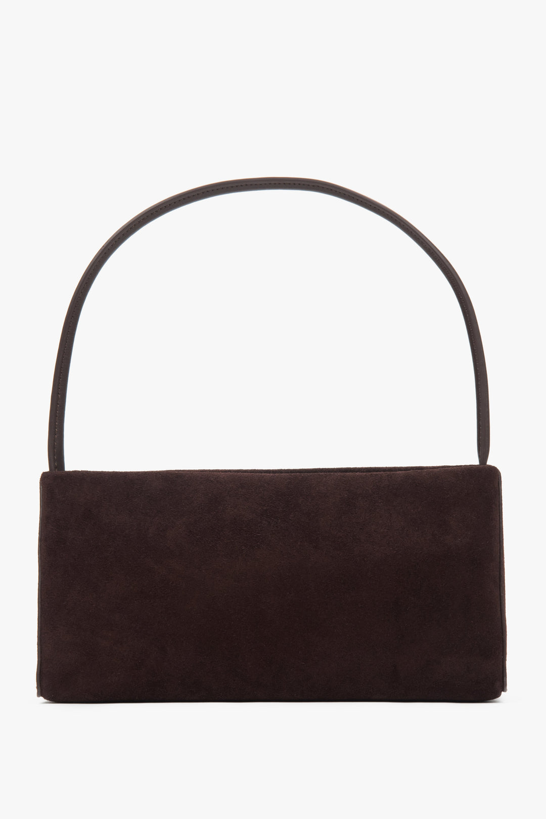 Ciemnobrązowa torebka damska na ramię z weluru naturalnego Estro ER00118023.