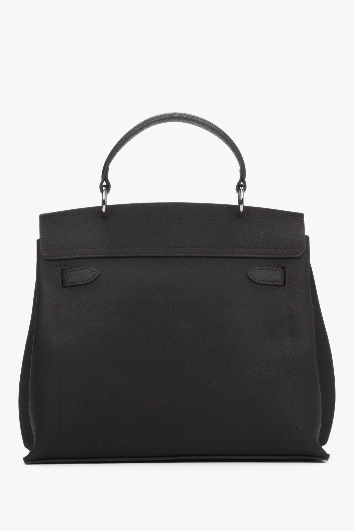 Damska torebka ze skóry naturalnej typu kuferek w kolorze ciemnobrązowym Estro.