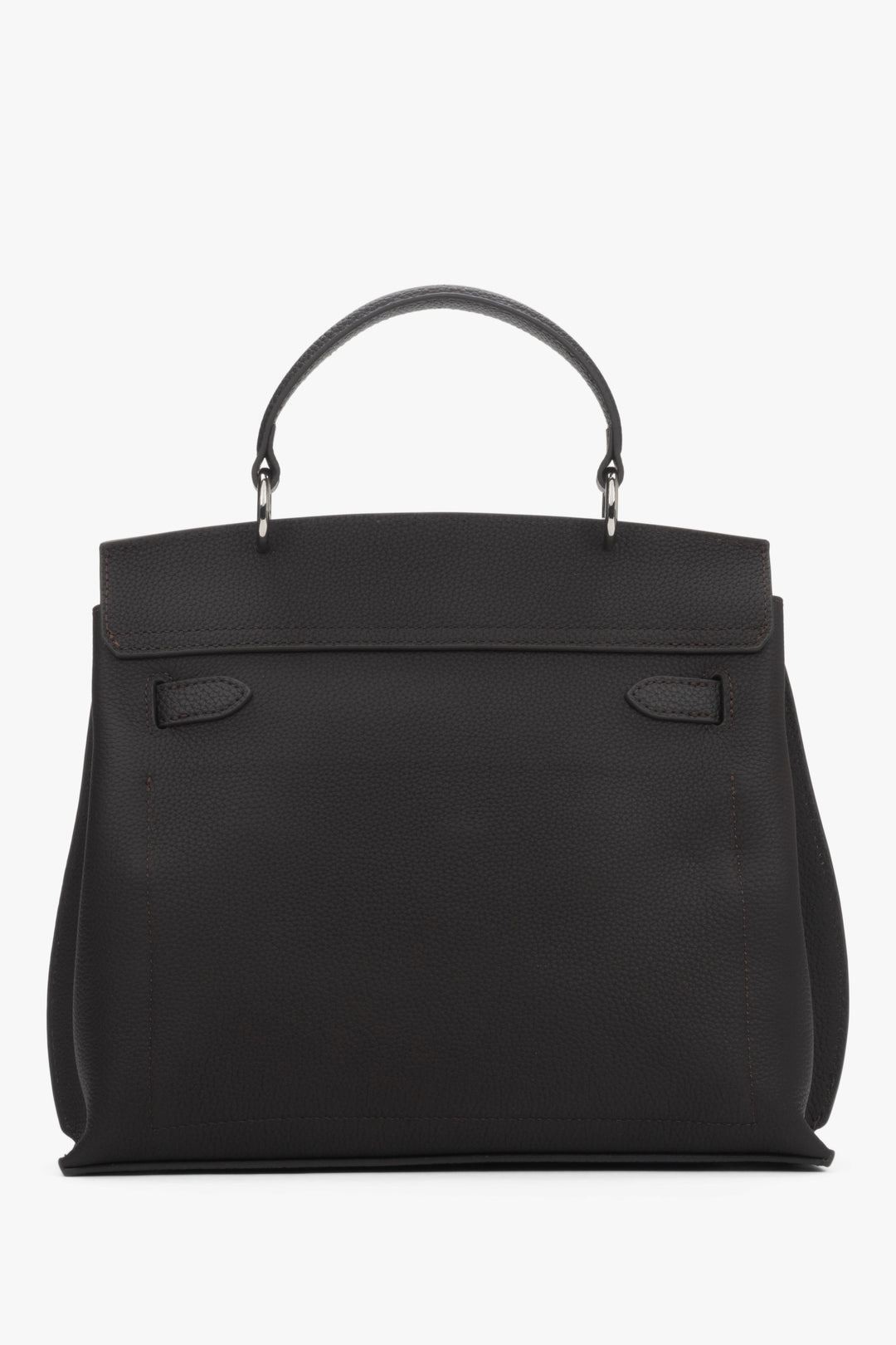 Damska torebka ze skóry naturalnej typu kuferek w kolorze ciemnobrązowym Estro.