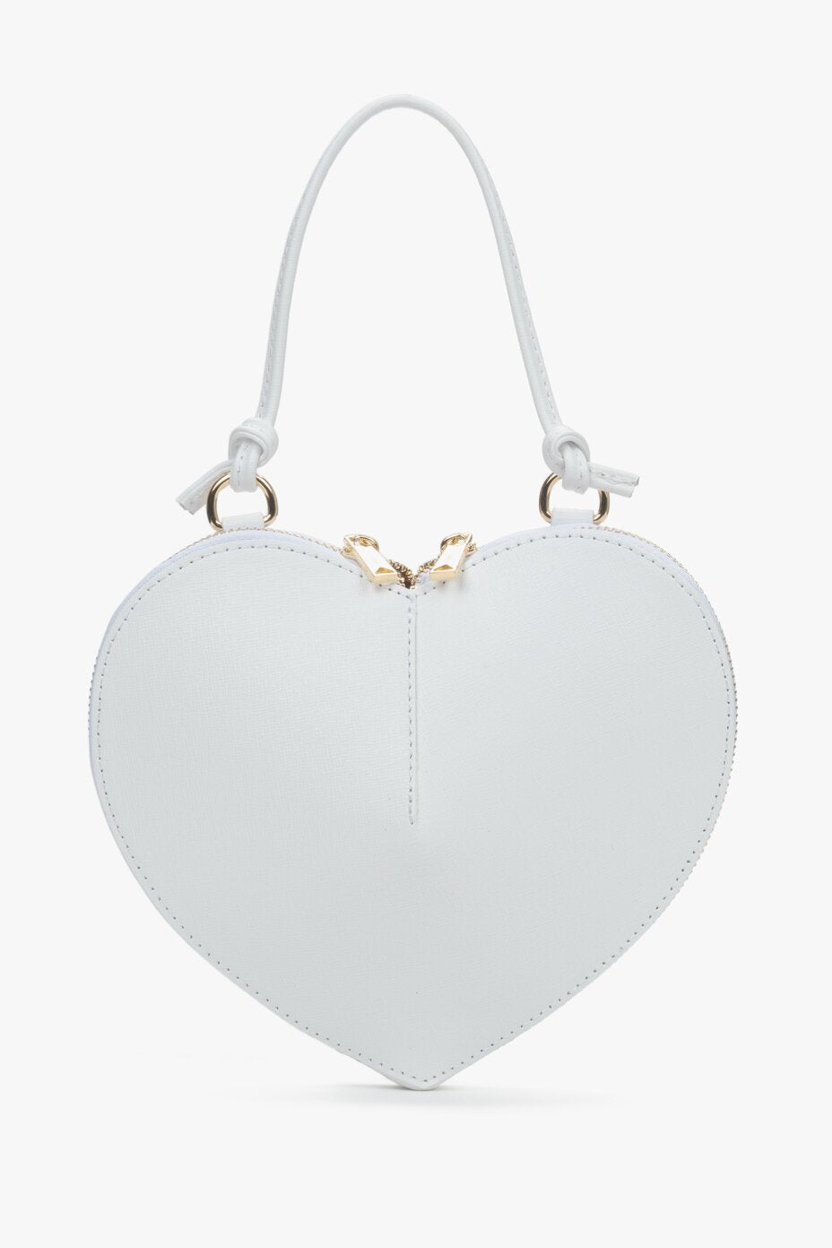 Mała biała torebka damska w kształcie serca z włoskiej skóry naturalnej Estro ER00117470.