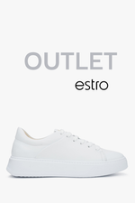 Białe trampki damskie z włoskiej skóry naturalnej Premium Estro OUTLET.