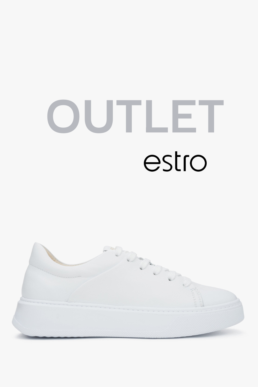 Białe trampki damskie z włoskiej skóry naturalnej Premium Estro OUTLET.