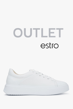 Białe trampki damskie z włoskiej skóry naturalnej Premium Estro OUTLET.