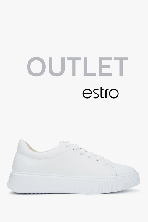 Białe trampki damskie z włoskiej skóry naturalnej Premium Estro OUTLET.