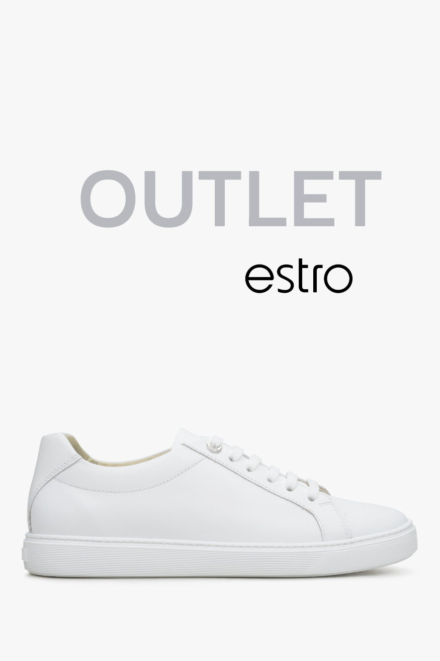 Białe trampki damskie z włoskiej skóry naturalnej Premium Estro OUTLET.