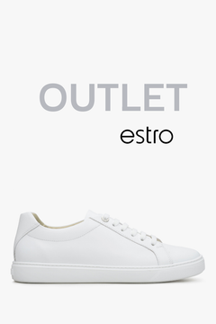 Białe trampki damskie z włoskiej skóry naturalnej Premium Estro OUTLET.