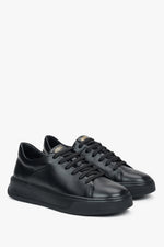 Czarne sneakersy damskie Estro ze skóry.