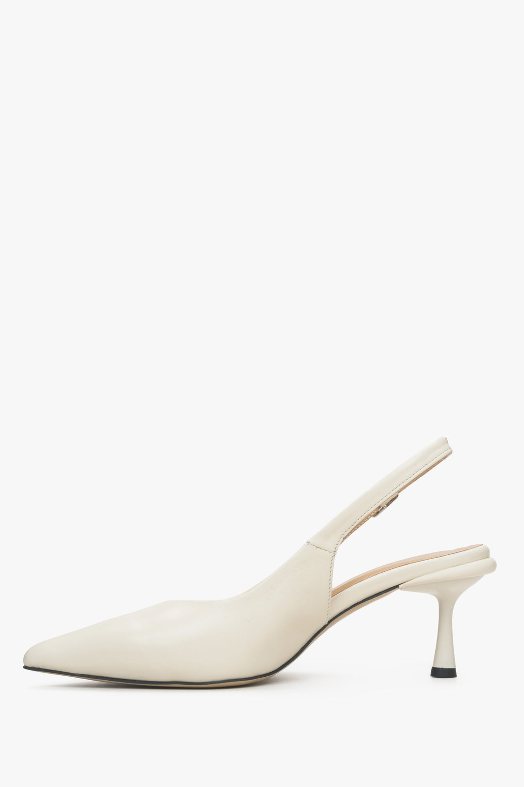 Skórzane białe buty damskie typu slingback Estro - profil buta.