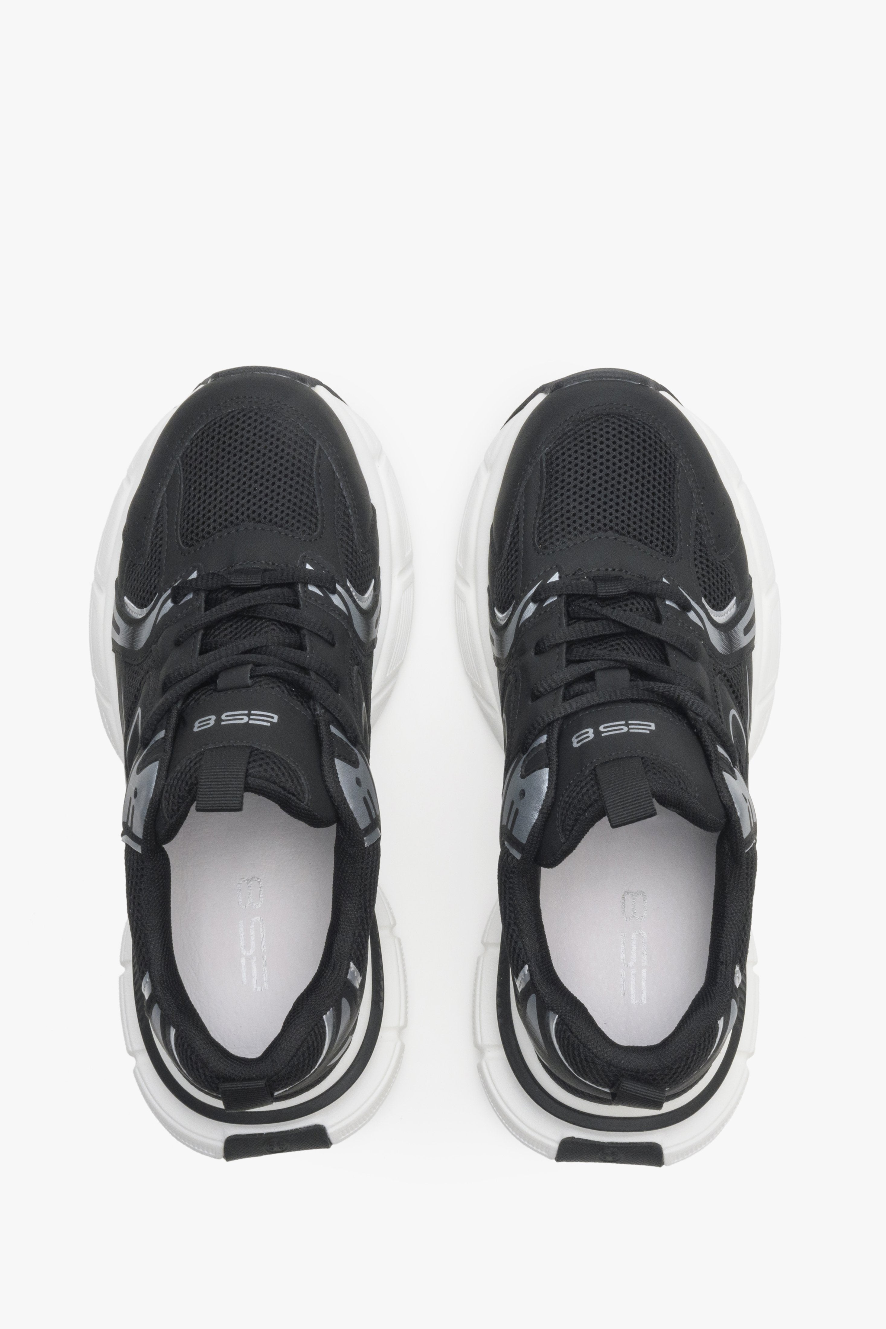 Czarne sneakersy damskie z siateczką ES 8 - prezentacja modelu z góry.