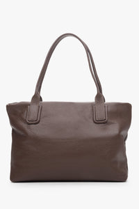 Ciemnobrązowa torebka damska typu shopper z włoskiej skóry naturalnej Estro ER00114073