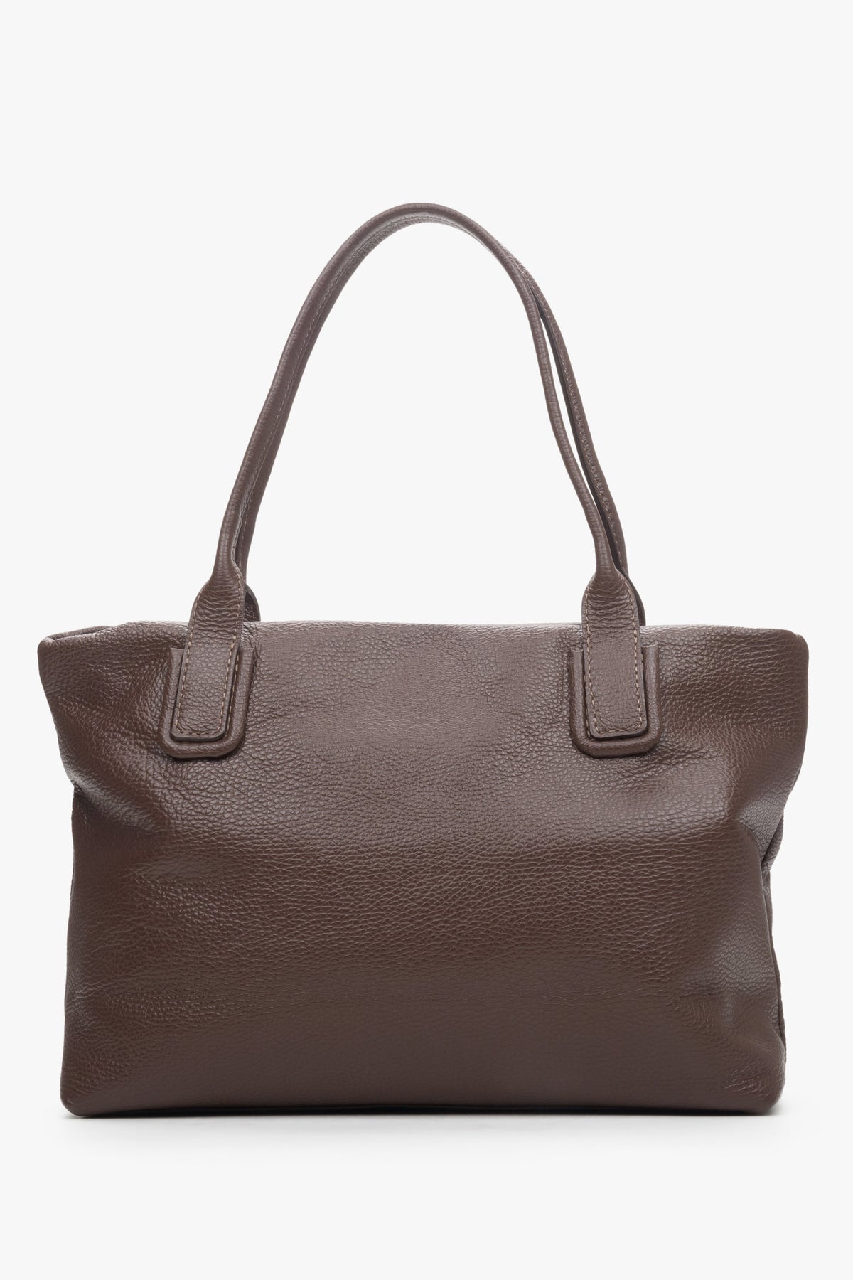 Ciemnobrązowa torebka damska typu shopper z włoskiej skóry naturalnej Estro ER00114073