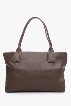 Ciemnobrązowa torebka damska typu shopper z włoskiej skóry naturalnej Estro ER00114073