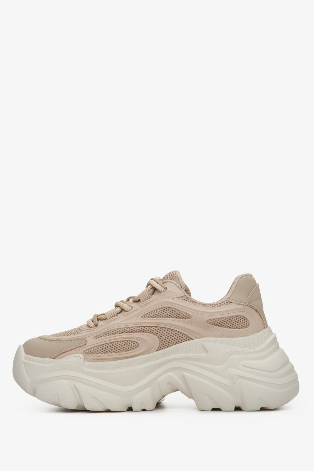 Sneakersy damskie jasnobrązowe na grubej platformie