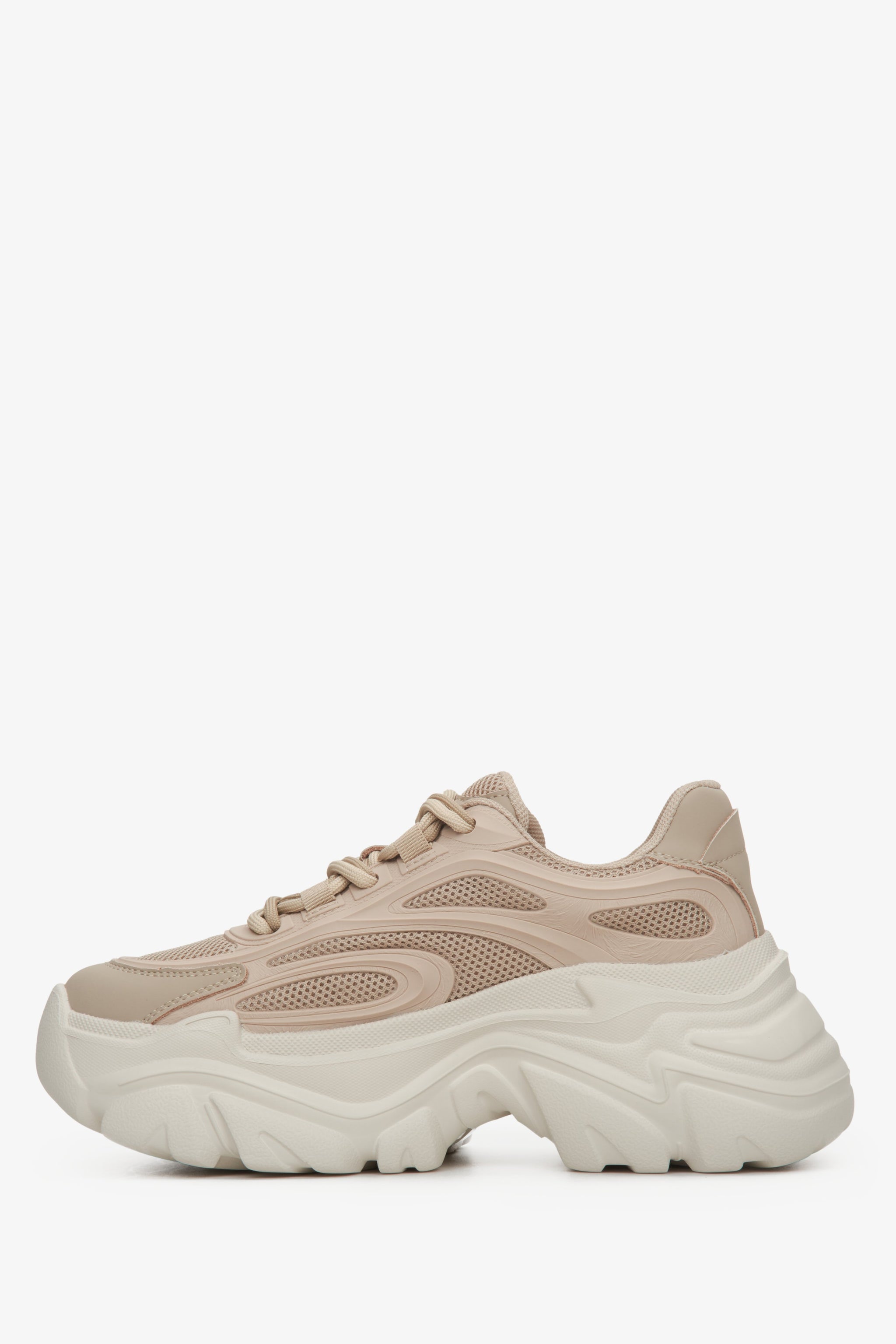 Sneakersy damskie jasnobrązowe na grubej platformie
