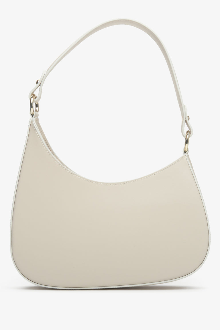 Jasnobeżowa torebka damska typu shoulder bag ze skóry naturalnej Estro ER00113291