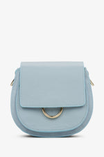 Mała niebieska torebka damska w kształcie podkowy z włoskiej skóry naturalnej Premium Estro ER00115065