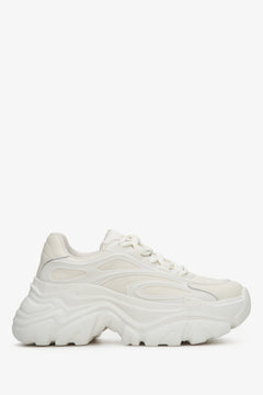 Jasnobeżowe sneakersy damskie na platformie z łączonych materiałów ES 8 ER00113227