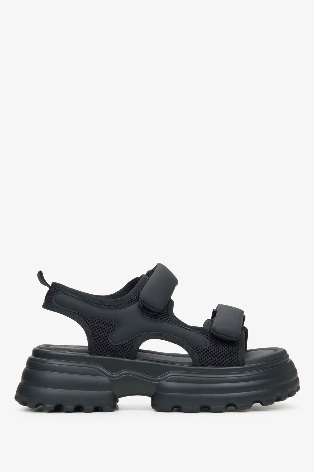 Czarne sportowe sandały damskie na rzep z grubą podeszwą ES8 ER00115498