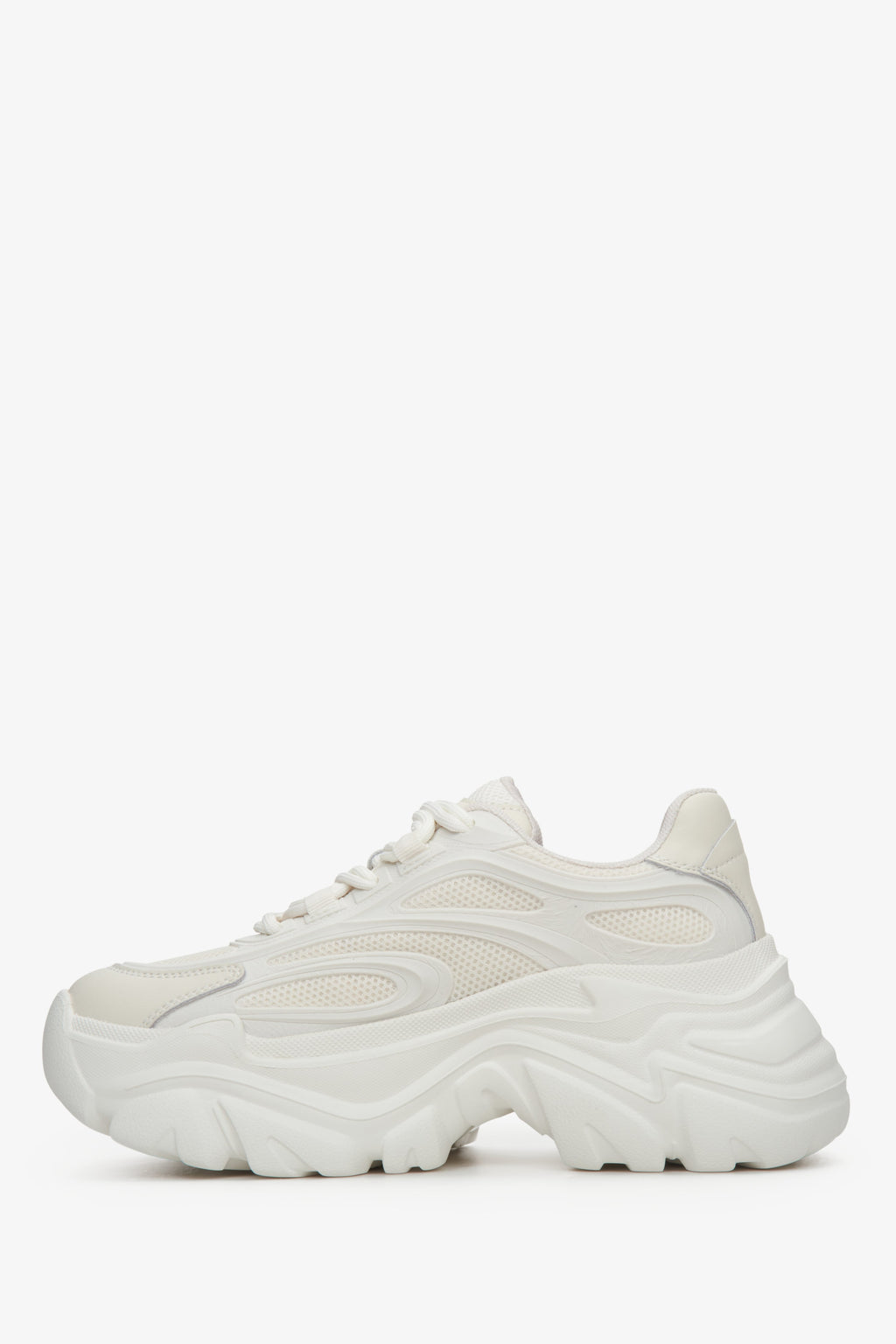 Sneakersy damskie jasnobeżowe na grubej platformie