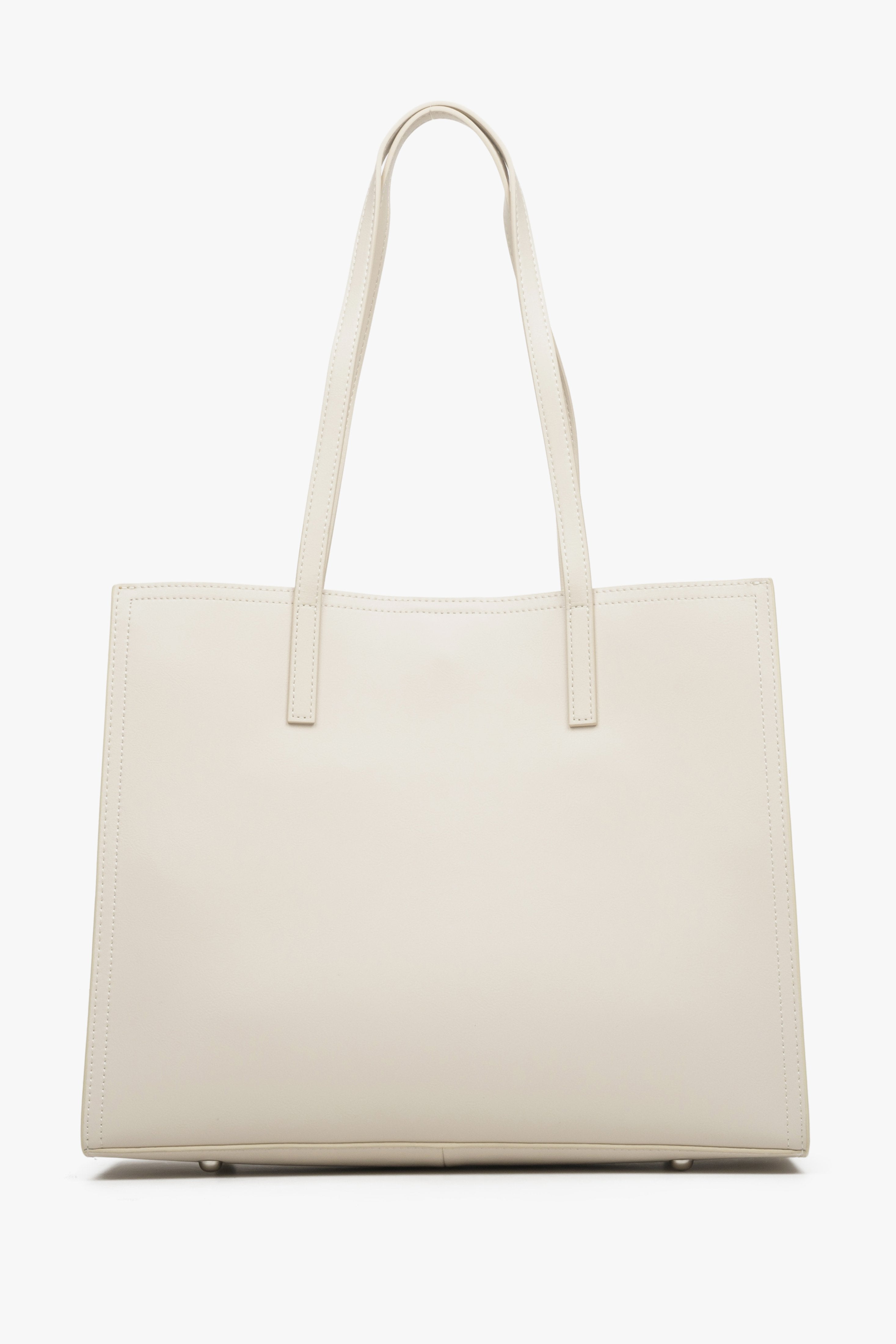 Jasnobeżowa torebka damska typu shopper ze skóry naturalnej Estro ER00113772