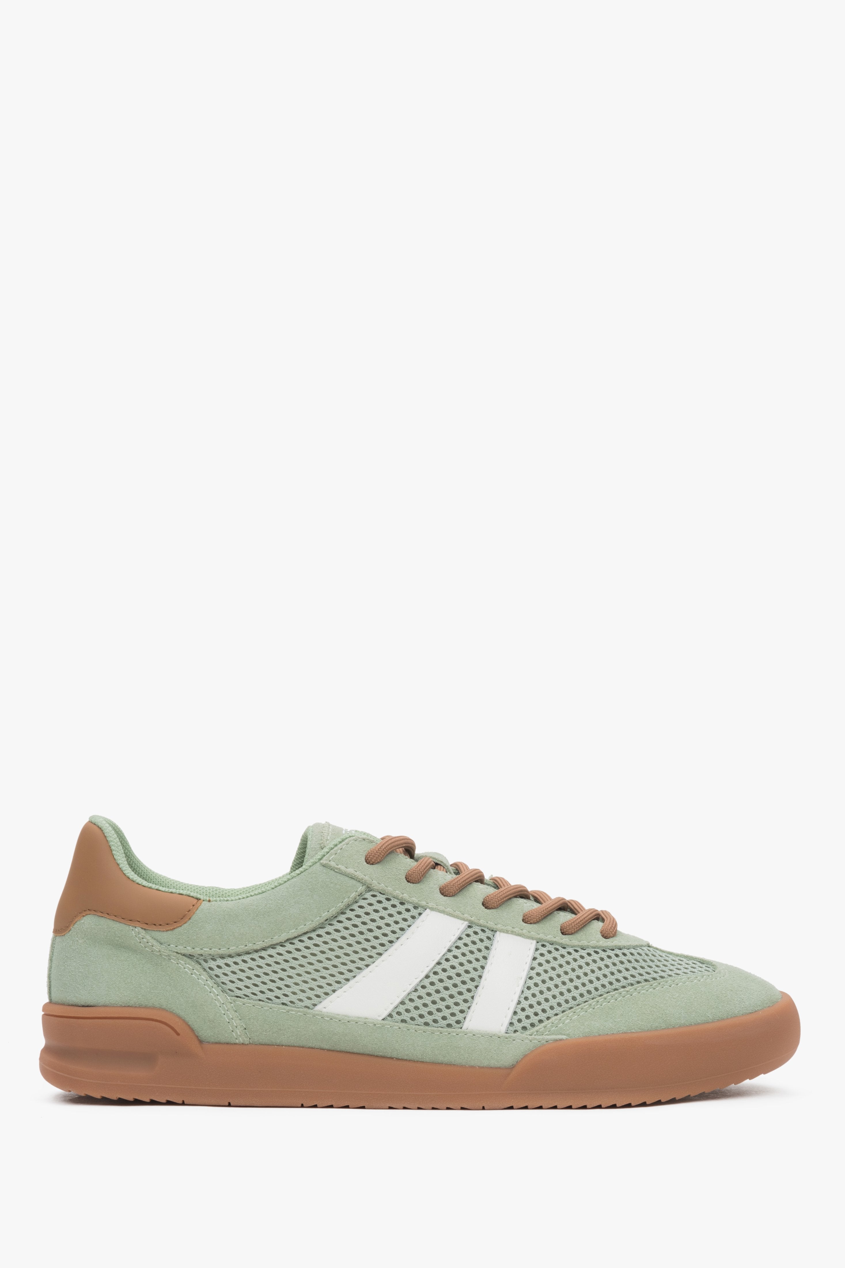 Zielone trampki damskie z weluru naturalnego i przewiewnej siateczki ES8 ER00116896.