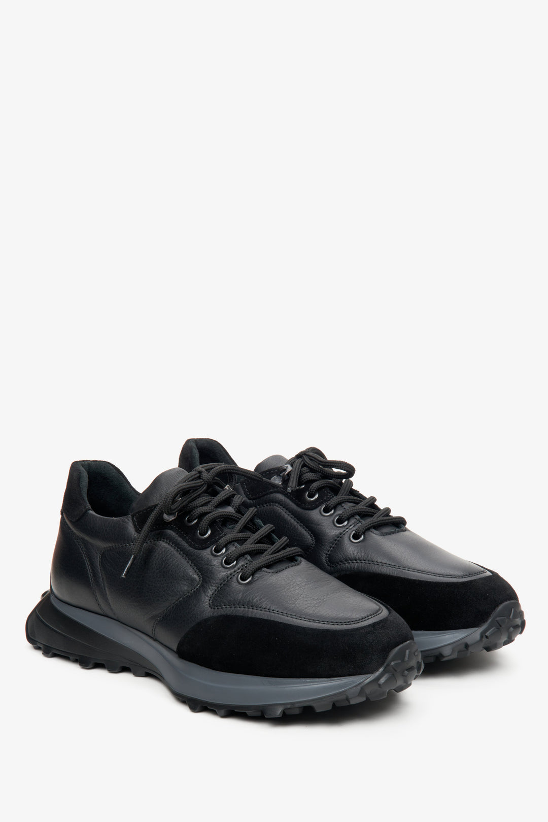 Czarne sportowe sneakersy męskie z łączonych materiałów Estro ER00113802