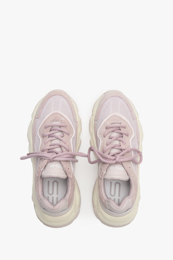 Jasnofioletrowe sneakersy damskie z łączonych materiałów na grubej podeszwie ES 8 - prezentacja modelu z góry.