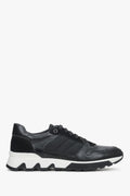 Skórzano-welurowe sneakersy męskie w kolorze czarnym Estro ER00114551