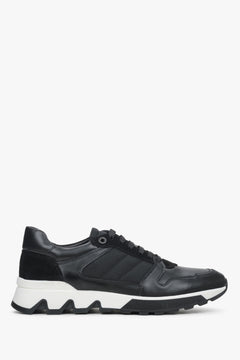 Skórzano-welurowe sneakersy męskie w kolorze czarnym Estro ER00114551
