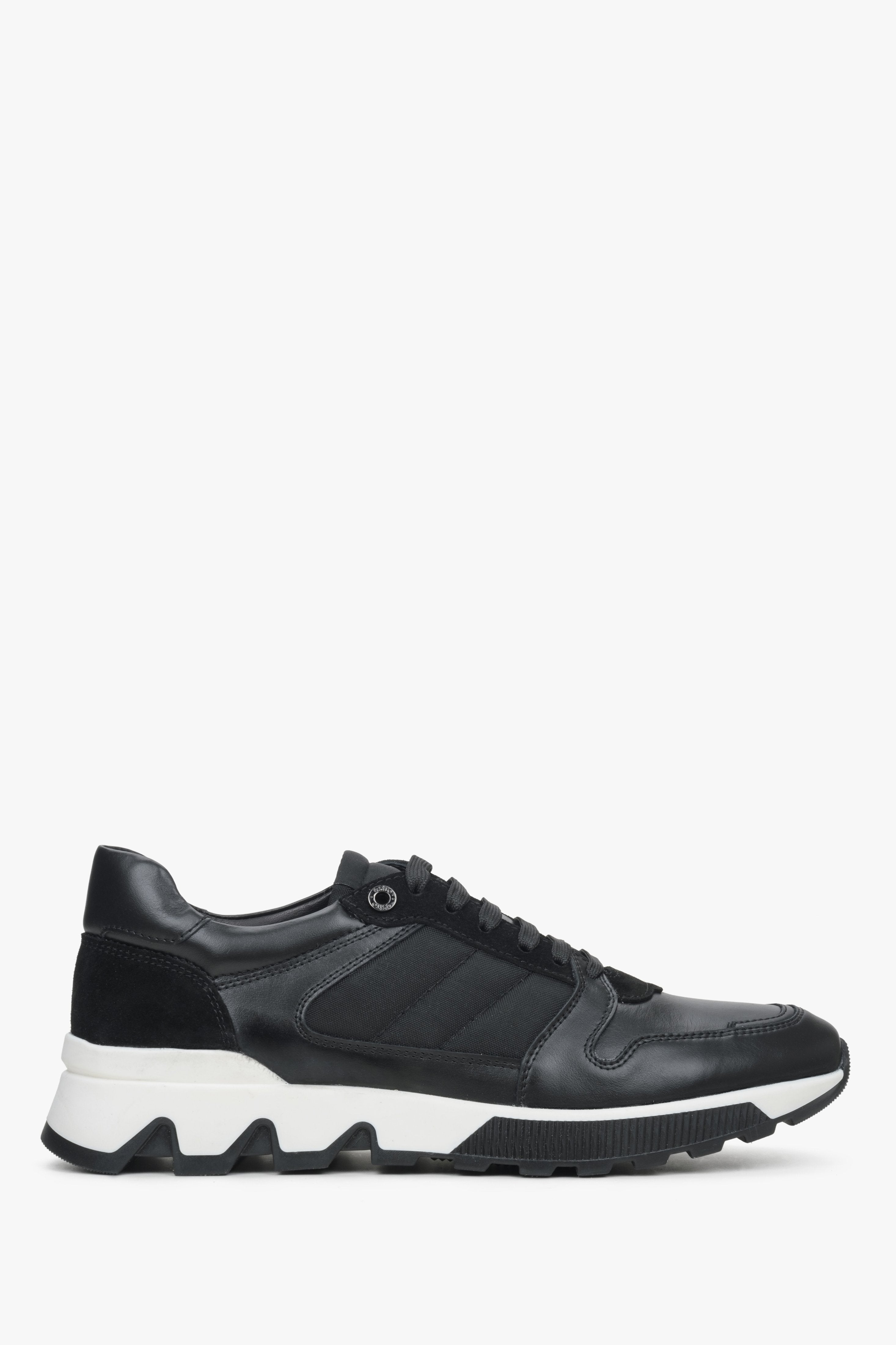 Skórzano-welurowe sneakersy męskie w kolorze czarnym Estro ER00114551