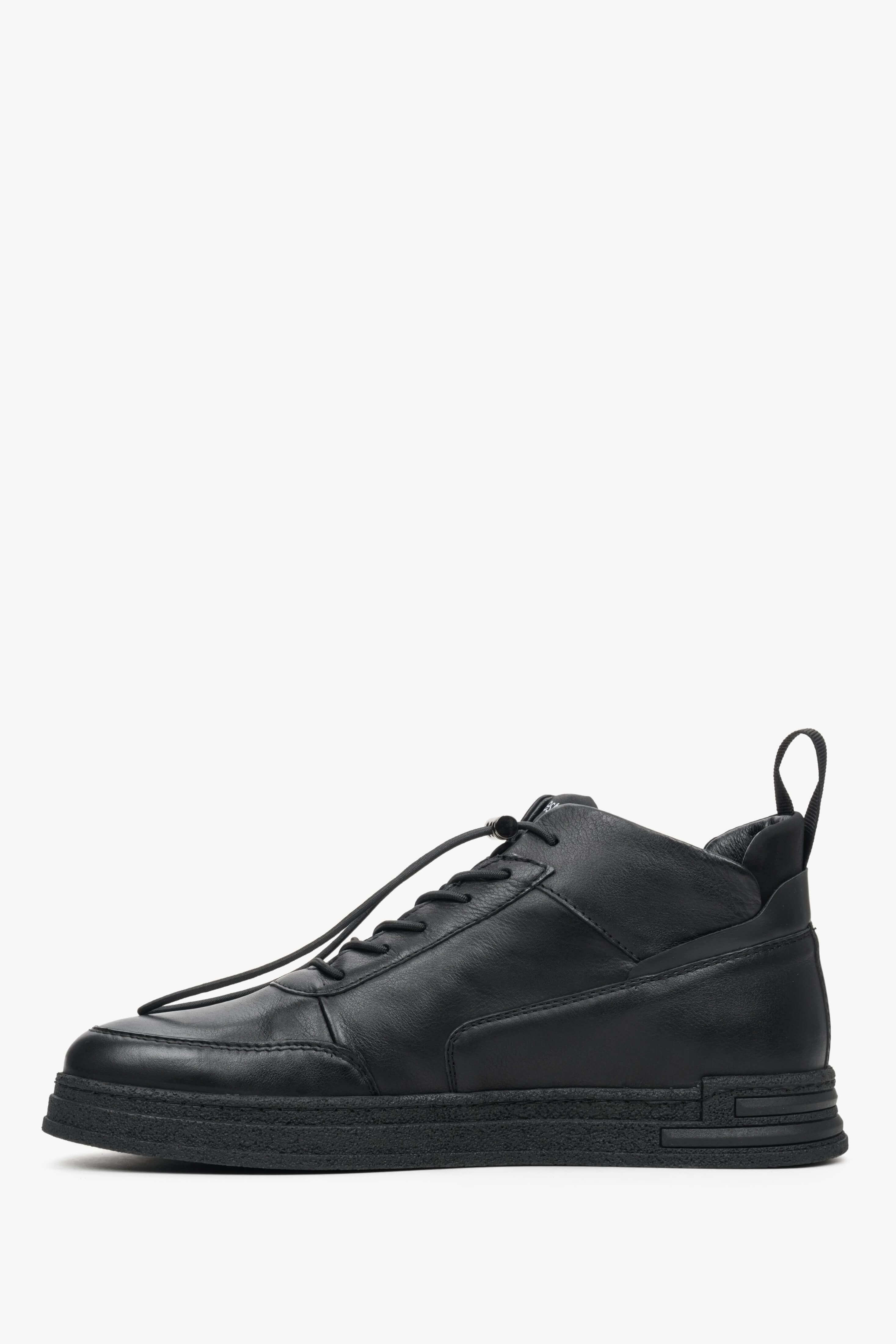 Wysokie sneakersy męskie ze skóry naturalnej, czarne Estro ER00112213