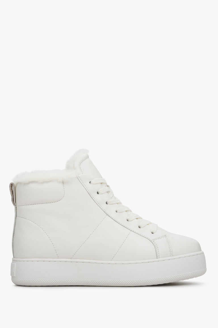 Białe wysokie sneakersy damskie na zimę z ociepleniem  Estro ER00112251.