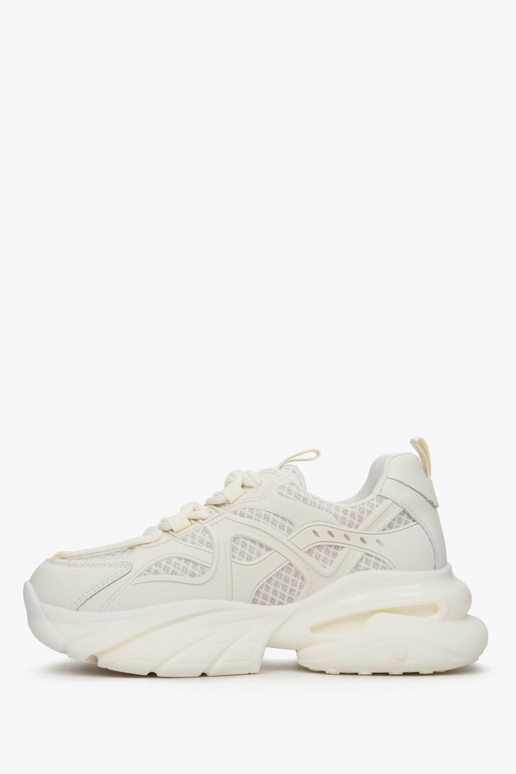 Wiosenno-jesienne sneakersy damskie w kolorze beżowym ES 8 - profil buta.