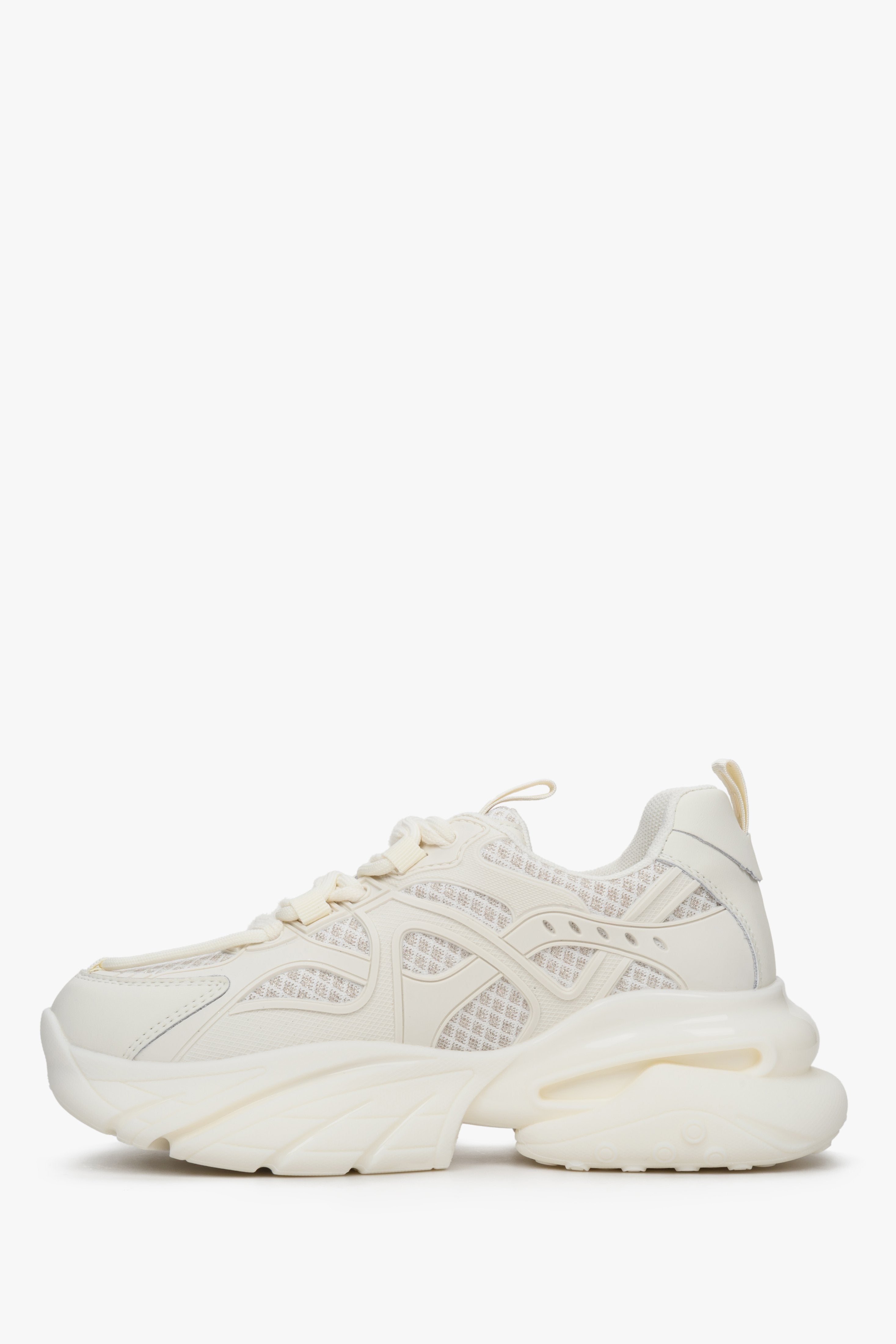 Wiosenno-jesienne sneakersy damskie w kolorze beżowym ES 8 - profil buta.