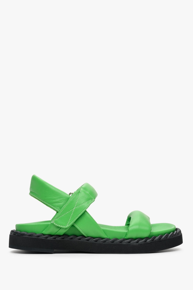 Zielone sandały damskie ze skóry naturalnej na lato Estro ER00112984