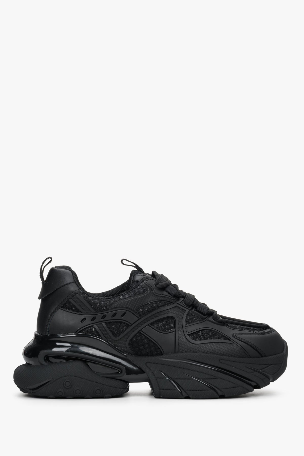 Czarne sneakersy damskie na grubej podeszwie z siateczką ES 8 ER00112601