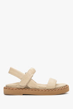 Beżowe sandały damskie ze skóry naturalnej na lato Estro ER00111202