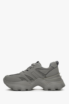 Szare sneakersy damskie ES 8 na wysokiej platformie na wiosnę i jesień.