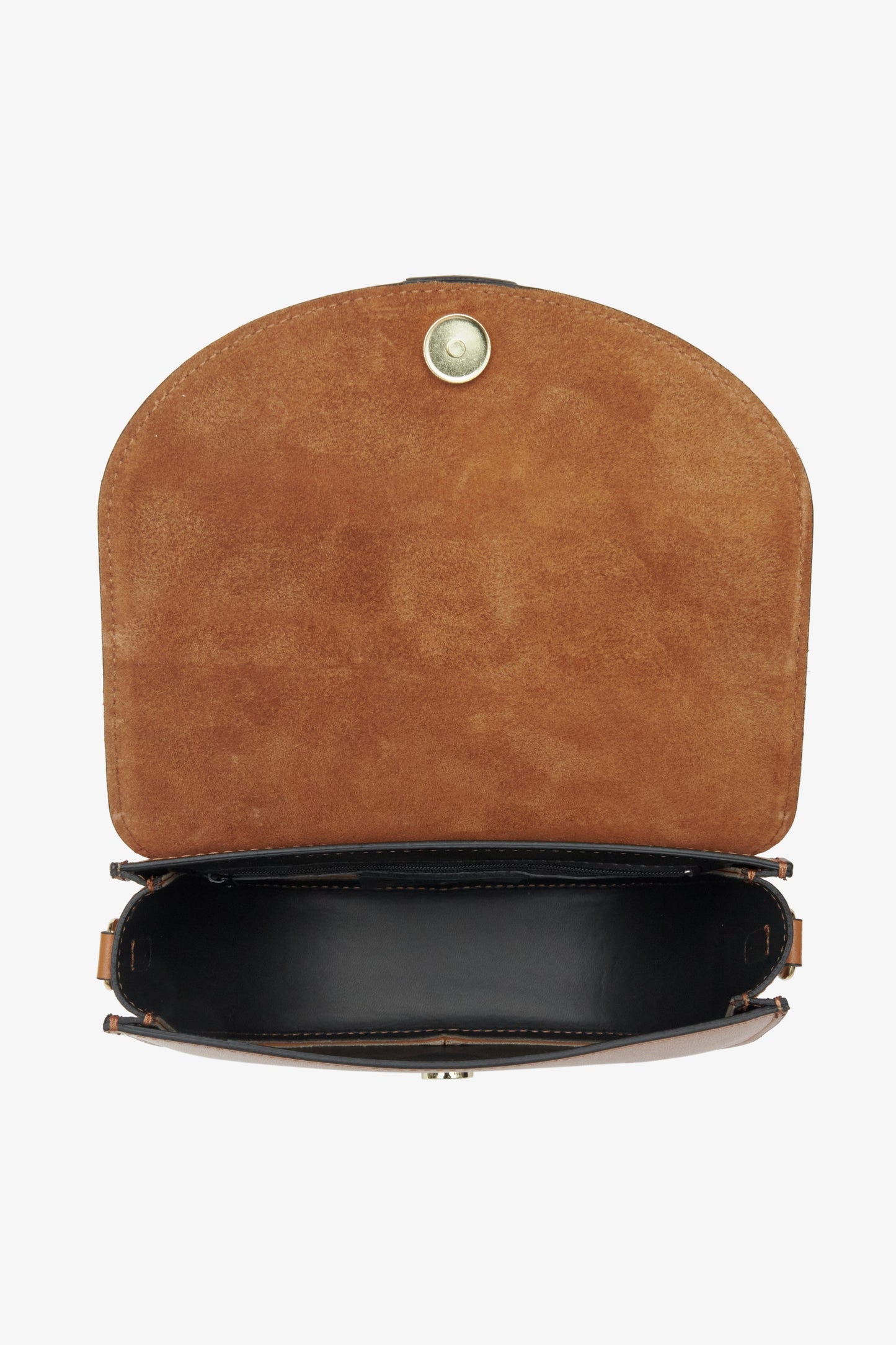 Brązowa torebka damska Estro w kolorze brązowym - prezentacja wnętrza torebki.