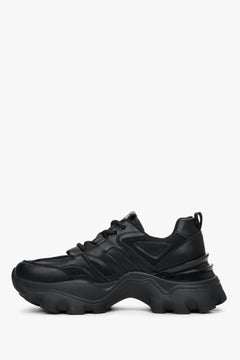 Czarne sneakersy damskie ES 8 na szerokiej platformie na wiosnę i jesień.
