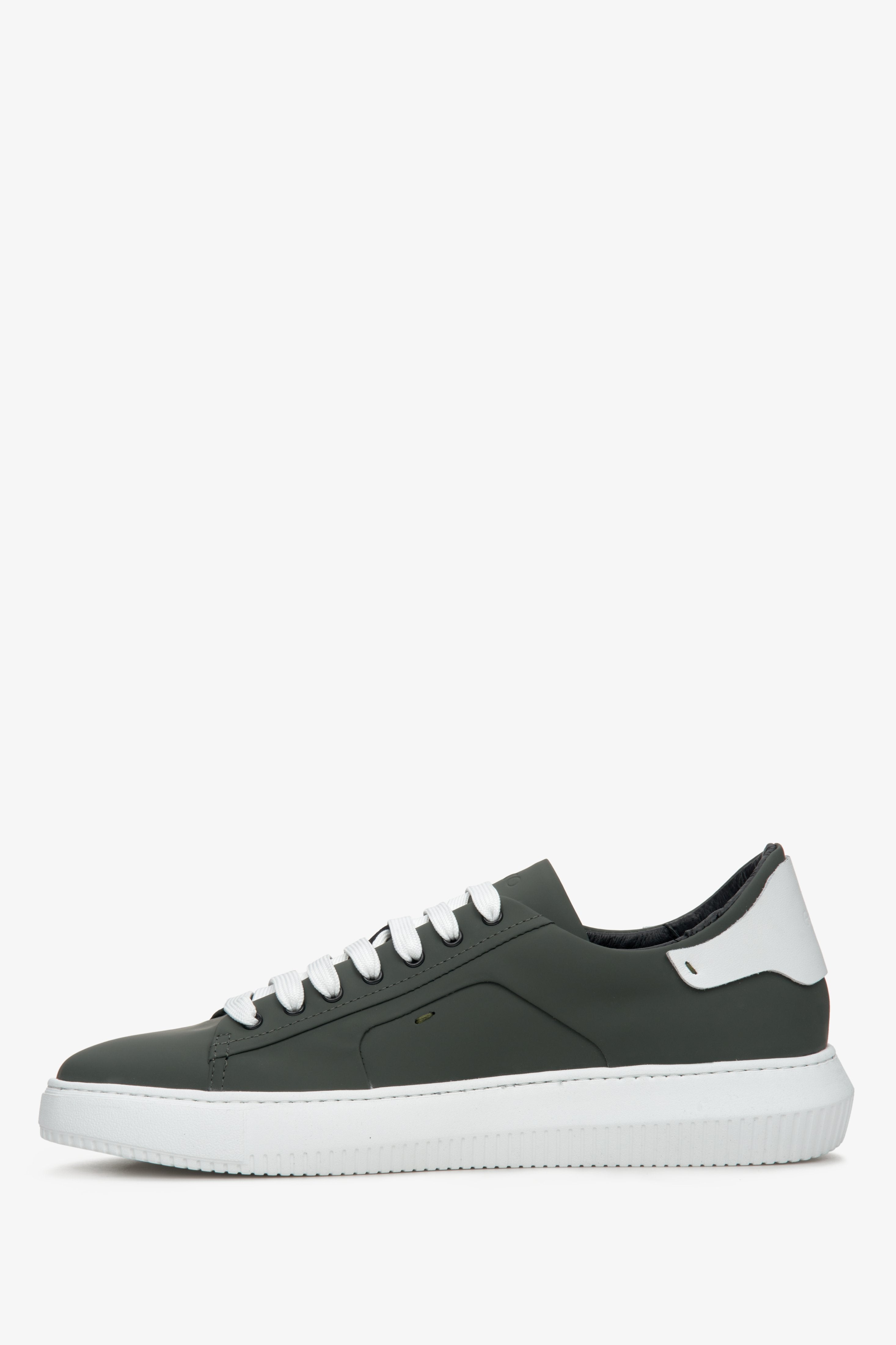 Zielone sneakersy męskie ze skóry naturalnej Estro ER00112367