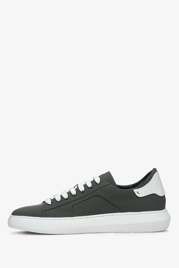 Zielone sneakersy męskie ze skóry naturalnej Estro ER00112367