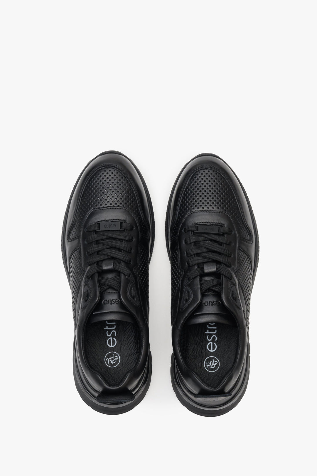 Sneakersy męskie czarne perforowane na lato Estro.