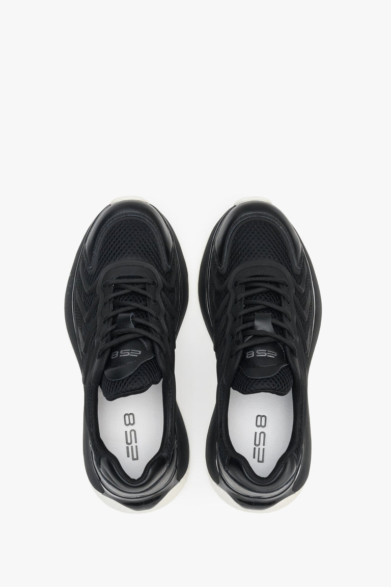 Sneakersy damskie z siateczką w kolorze czarnym,  wielosezonowe.